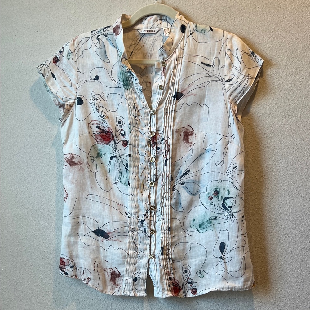 Linen Floral print Top